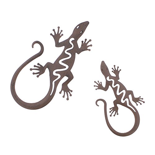 amelex 67 Lot de 2 lézards en métal, Aspect Rouille, Crochet sur Le Dessous Cover