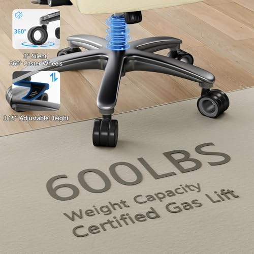 Image of Big and Tall Office Chair with 5D Arms, 600lbs Fabric & PU Leather Heavy Duty Desk Chair, Adjustable Lumbar Support & Height, Tilt Function, High Back Ergonomic Executive Computer Chair