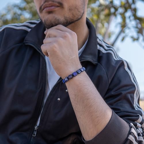 RTZN® Lapis Lazuli Bracelet for Men – Premium Artisan Handcrafted Authentic Blue Lapis Lazuli Men's Beaded Bracelet – Adjustable Blue Lapis Bracelets for Men2