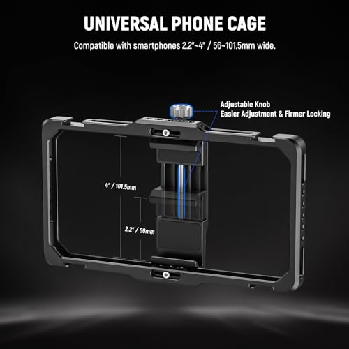 Image of NEEWER Universal Phone Cage Video Rig with Bluetooth Shutter Side Handle Comfort Grips, Smartphone Stabilizer for Video Recording Compatible with iPhone 15 Pro Max 15 Pro Galaxy S24 Ultra, PA009E