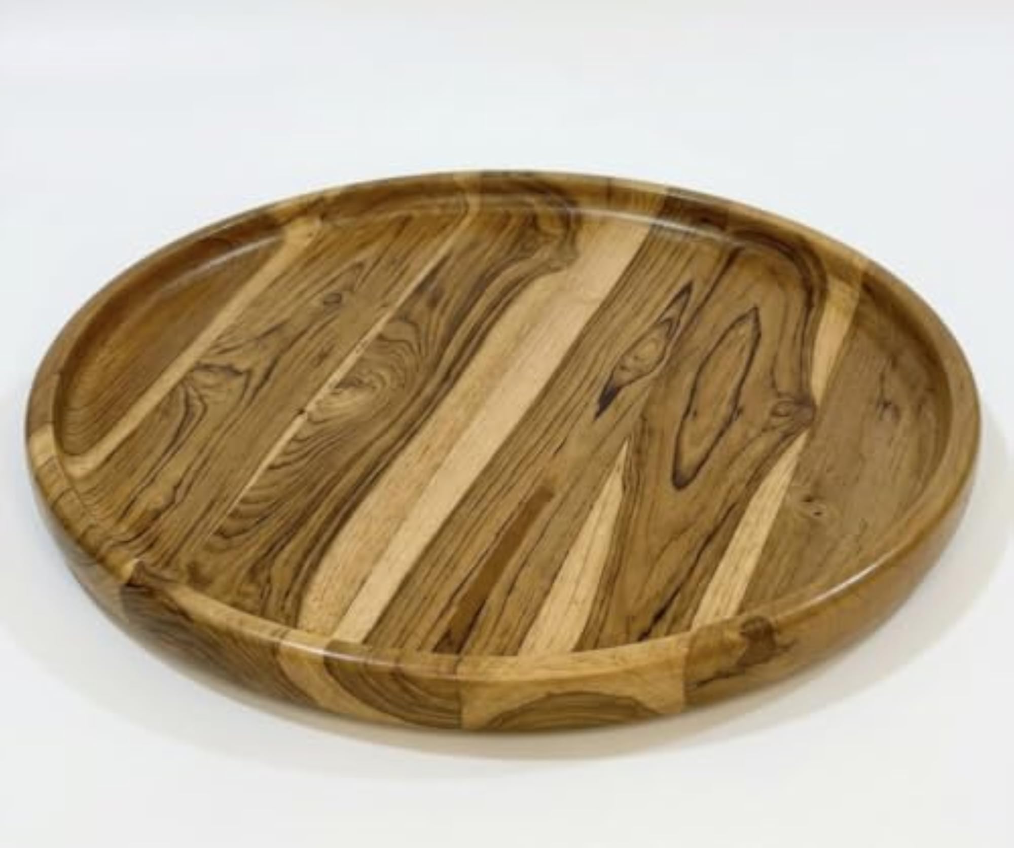 Handcrafted Premium Teak Wood Round Serving Tray