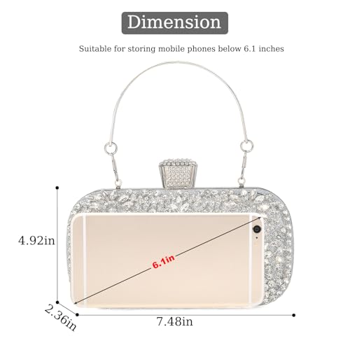 Image of DA BODAN Womens Sparkly Rhinestone Crystal Clutch Bag Glitter Sequin Bridal Purse Evening Handbag for Wedding Party Prom