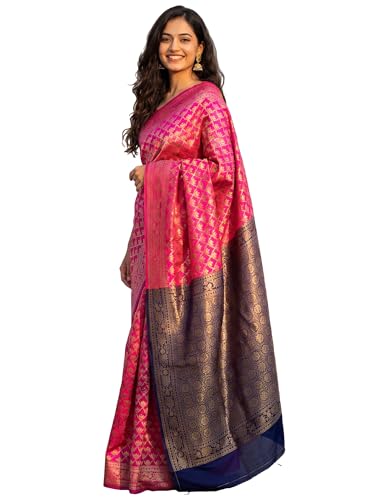 Image of AKHILAM Women's Kanjivaram Woven Soft Silk Saree With Blouse Piece