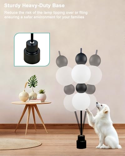 Image of Lightdot Black Globe Floor Lamp with 3 Color Temperatures LED Bulbs Included,Dimmable Floor Lamps with Touch Switch,Unique Modern Standing Tall Lamp for Bedroom Living Room /Sofa Beside /Corner Decor