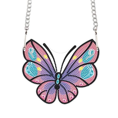 Image of AiYuanzsh Cartoon Butterfly Diamond Painting Pendant Kit, 5D DIY Acrylic Special Shaped Rhinestones Diamond Art Hanging Ornament, Window Wall Door Decoration Craft Gift for Adults