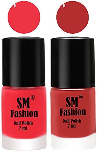 Image of Long Lasting Nail Polish | Nail Paint Combo 7 ml Each) - Set of 2 Rose Pink-Coral Pink