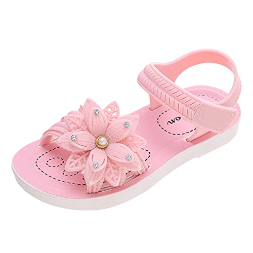 Toddler Little Girls Glitter Flower Open-Toe Flat Dress Sandals Summer Soft Bottom Comfortable Casual Shoes
