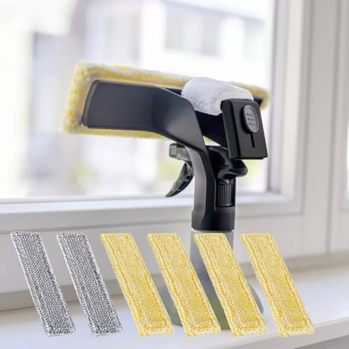 Fenstersauger Zubehör für Kärcher Fenstersauger WV 2 Plus N WV 5 Plus N WV 1 Plus, 6 Stück Zubehör Mikrofaser-Wischbezüge und 4 Stück Gummilippe Abzieher, Kärcher Fenstersauger Ersatzteile(Gelb+Grau)
