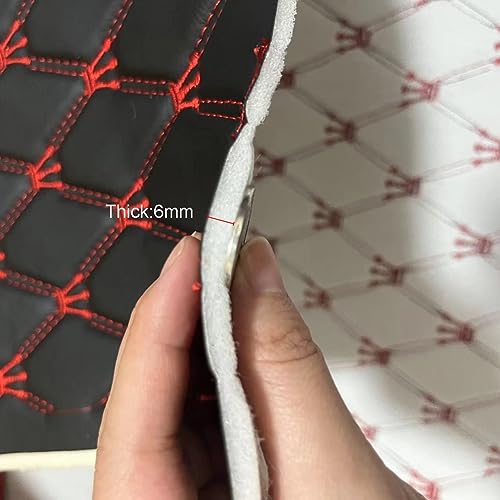 Quilted Foam Vinyl Fabric King Crown Classic Pattern with 0.23" Sponge Backing, 59" W × 39" L Faux Leather Fabric for Car Headliner, Furniture Upholstery,Diamond 2" x 3" (King Crown)