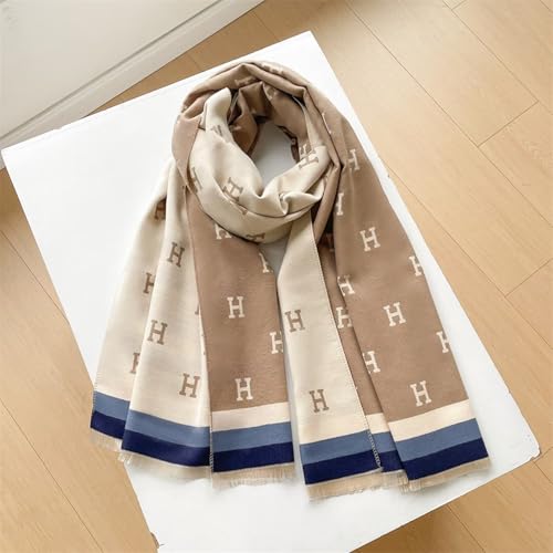 Cashmere Shawl Scarf for Men and Women - Letter Two-Tone Warm Cape for Formal and Wedding Attire3