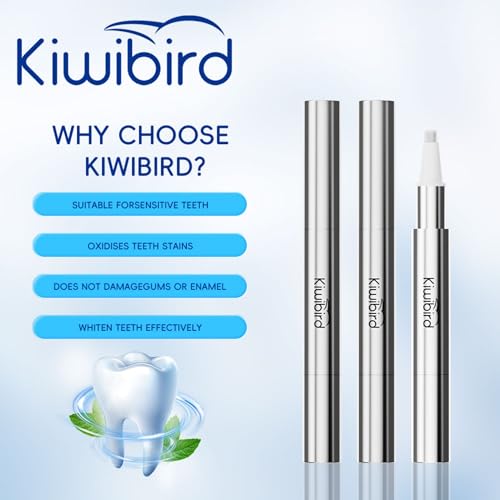 Image of KIWIBIRD Teeth Whitening Kit for Sensitive Teeth - 3 Gel Pens, LED Light with Wireless Charging Case, IPX7 Waterproof, Enamel-Safe at-Home Dental Care Tool