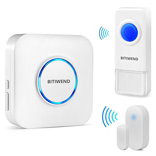 Wireless Doorbell Door Open Chime Kit BITIWEND Waterproof Doorbell plus Door Entry Alert