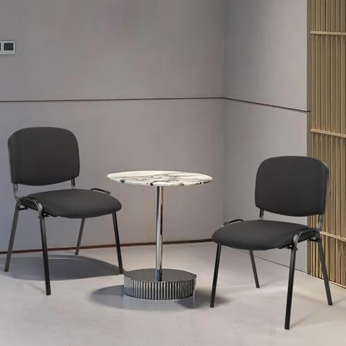 Image of CLATINA Stackable Waiting Room Chairs, Cloth Fabric Guest Reception Chair with Upholstered Thickene Seat and Back Support, Stacking Chair Metal Leg for Office School Church Conference, Black, 5 Pack
