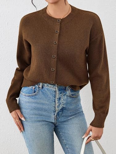 Image of Ibeauti Cropped Cardigan Sweaters for Women 2026 Trendy Spring Y2k Outfit Long Sleeve Button up Open Front Short Knit Sweater