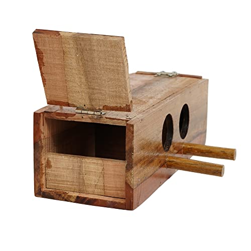 Elysian-Bird-House-Wild-Bird-House-for-Garden-Outside-Decorative-Outdoor-Nesting-Box-Wooden-Birds-Nest-Box-for-Sparrow-and-All-Small-Garden-BirdsGharPet-House-Single-Piece-25X95X8-cm-Double-Hole