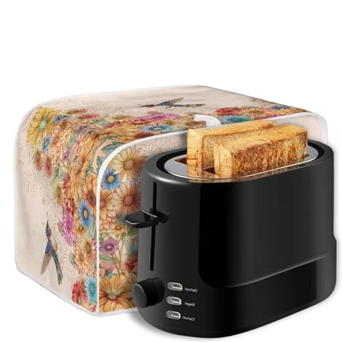 Image of Talayituse Hummingbird Daisy Print 2 Slice Toaster Covers Dust Protection Bread Maker Covers Toaster Oven Cloth Cover Kitchen Accessories Washable Appliance Cover with Handle, S