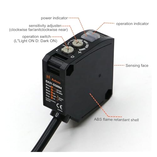 Sensor fotoeléctrico EK51-T20M4 de largo alcance 20 metros e interruptor de luz óptico T20ML 5