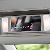Hirificing You are Enough Rearview Mirror Decal Vinyl Letters Stickers with Heart, Self Positive Affirmation Sticker Girl Women Gift for Vanity Mirror, Rear View Mirror, Window, Water Bottle(Pink)