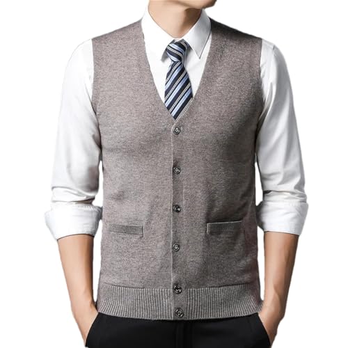 Dninmim Men's V-Neck Sleeveless Sweater Vest Cardigan Solid Pocket Casual Warm Knit Waistcoat Top