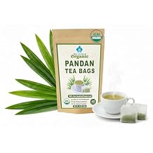 Organic Pandan Tea Bags - Dried Thai Pandanus Gourmet Herbal Tea - Cut and Sifted - 40 Teabags Decaffeinated