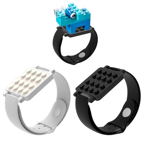 2 Pack Building Brick Watch with Custom Dial, DIY Wristwatch Compatible with Lego Bricks, Adjustable Silicone Strap, Creative DIY Wristwatch Gift for...