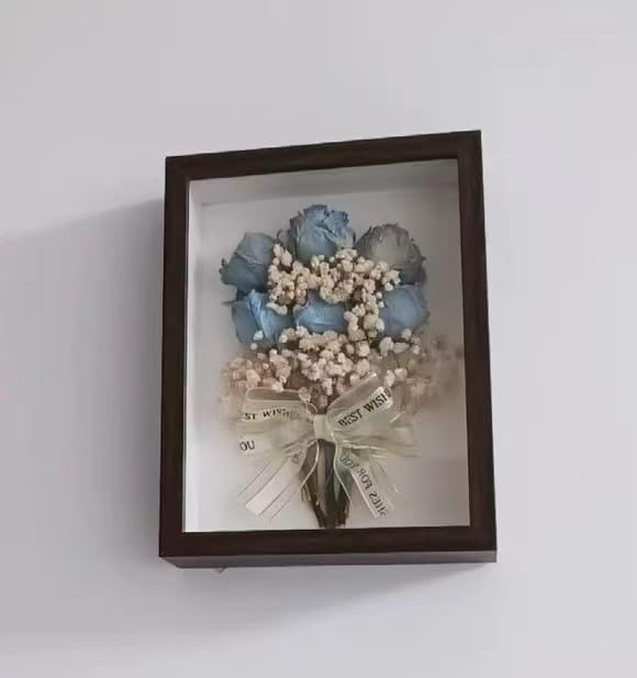 Cuadro acabado con flores secas y ramo eterno rojo miniatura 3