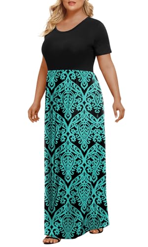 Image of LONGYUAN Women's Plus Size Maxi Dresses Summer Short Sleeve Casual Long Dress 2026 XL-6XL