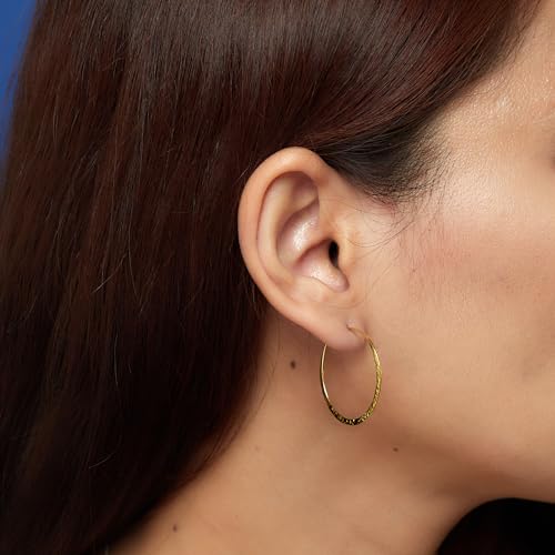 Boma Jewelry Sterling Silver Organic Hammered Textured Hoop Earrings with 14K Gold Plating, 1.5 Inch2