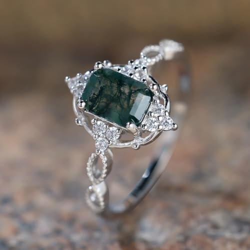 Natural Moss Agate Ring 925 Sterling Silver Engagement Promise Ring for Women Jewelry Gifts4