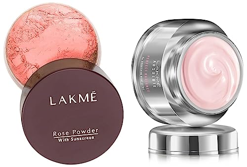 Image of LAKME Rose Natural Face Powder for Oily Skin Type, Warm Pink, 40G And Absolute Perfect Radiance Skin Lightening /Brightening Night Creme, 50 G