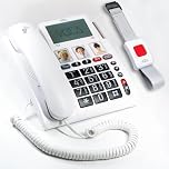 VOCA CP141 Big Button Phone for Elderly, 4G SIM (No Landline), Loud Volume & Ringer for Hard of Hearing, SOS Wristband, Hearing Aid Compatible,Desk Telephone for Hearing & Vision Impaired,Dementia