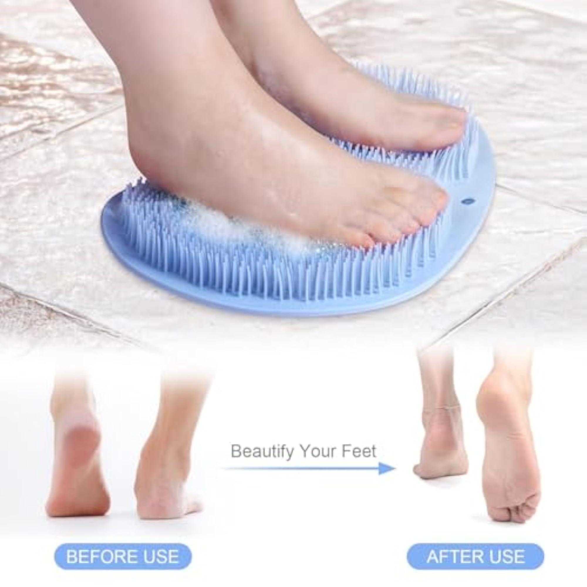 Toilet and Shower Foot & Back Scrubber Mat, Wall-Mounted Design