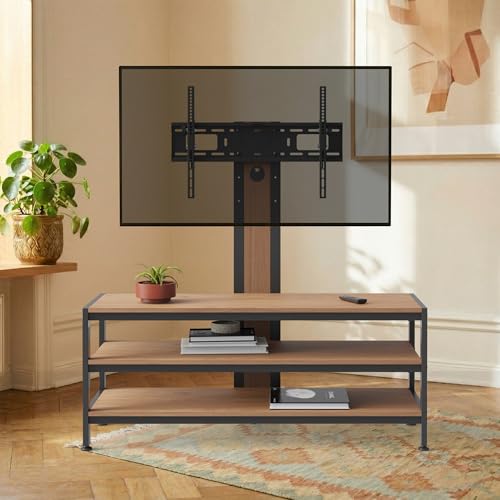 pro.tec Stojak pod telewizor Stockholm z uchwytem pod telewizor o przekątnej do 70 cali, regulacja wysokości, możliwość pochylenia maks. VESA 600 x 400 mm do 40 kg czarny/dąb