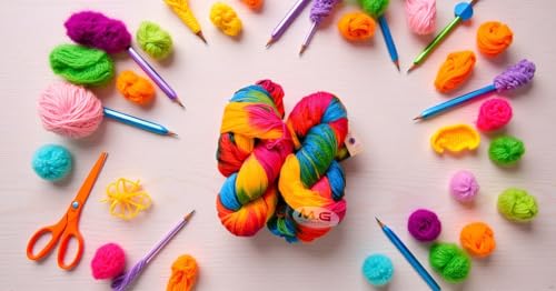 Image of M.G ENTERPRISE Glow Knitting Yarn Wool, Rainbow 80 GMS Woolen Crochet Yarn Thread. Best Used with Knitting Needles, Crochet Needles-UK Art-CJE