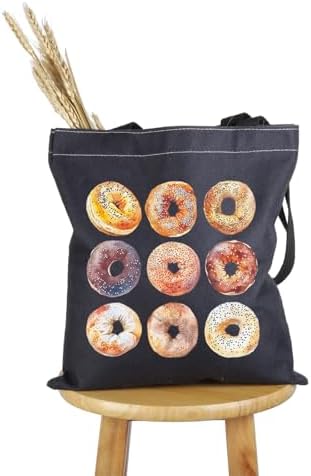 PWHAOO Bagel Lover Gift Bagel Design Tote Bag Bagel Eater Handbag Bagel Foodie Gift