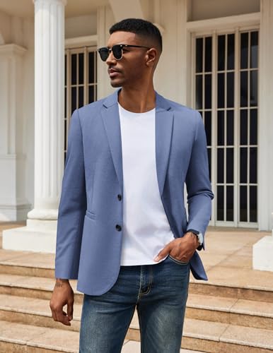 Image of COOFANDY Men's Casual Knit Blazer Two Button Lightweight Sport Coats Suit Jacket