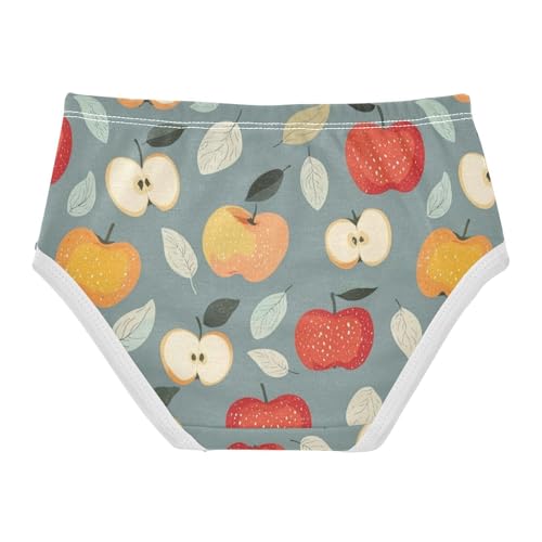 ZZKKO Farmhouse Apples Leaves Girls Underwear Toddler Panties for Girls Comfort Brief Size 8Y2