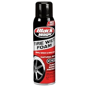 Black Magic 800002220 Tire Wet Foam, 18 oz. – Specially Formulated Thick Tire Spray Foam Clings to Tires to Dissolve and Clean Dirt While Shining and Protecting All In One Step