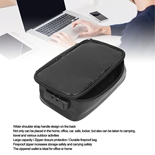 Fireproof Document Bag with Lock Small Fireproof Document Safe Box Portable File Organizers Home Office Travel (Black) - Image 3