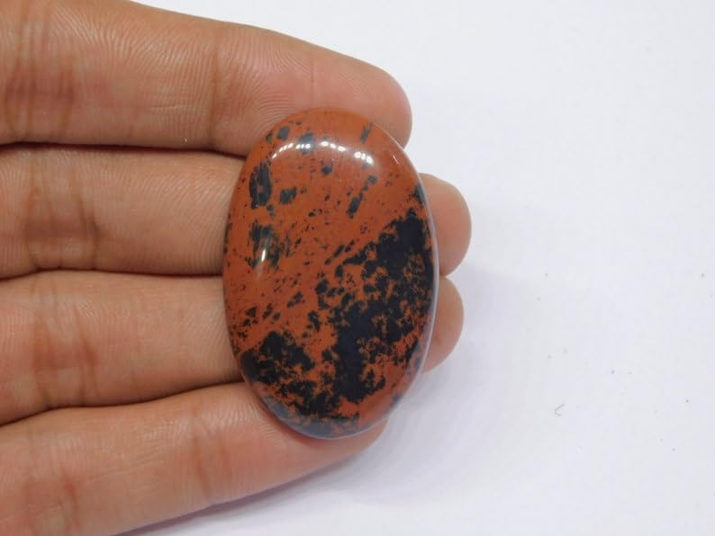 Jaspe rouge naturel de collection 47 x 27 mm cabochon d'exception