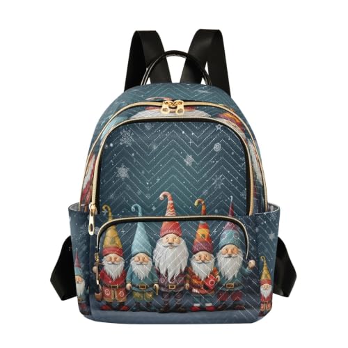 Mini sac à dos matelassé et léger avec motif nain de Noël pour femme