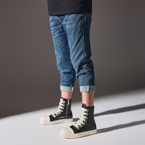 MOFEEDOUKA High Top Sneakers for Men Comfortable PU Leather Platform Walking Shoes with Zipper3