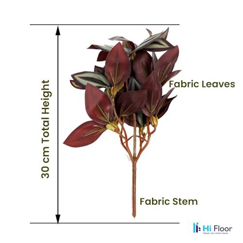 Image of Enhance Your Space with Artificial Leaf Decor Foliage for Stunning Interiors Decorative Items for Home;Office; Room; Living Room; Table; (Without Vase) (Pack of 1, Dark Maroon)