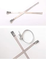 Vista 3 de Bridas reutilizables de acero inoxidable de 0.5 x 64 pulgadas, hebilla viva de acero inoxidable 304, correas de cable de bloqueo multifuncionales