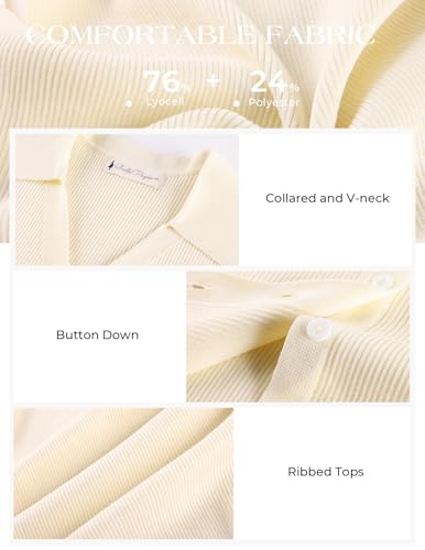 Image of Belle Poque Women's Button Down Tank Tops Summer Ribbed Vest Top Sleeveless V Neck Collared Vest Shirt Slim Fit Going Out Top