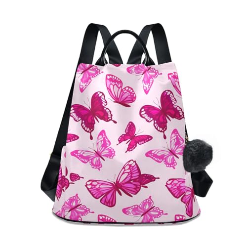 Sac à dos femme imprimé Pink Butterflies avec design antivol discret