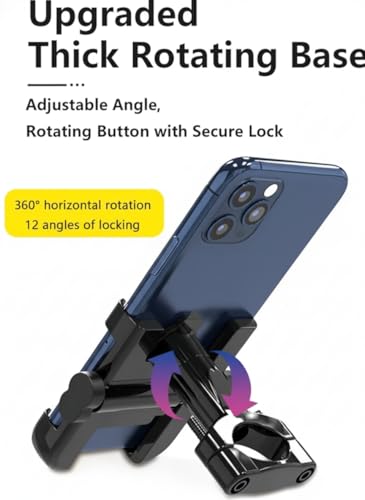 Image of C01 Aluminium Mobile Phone Holder Mount for Motorcycle Bike,360 Rotating Handlebar for 3.5 to 7 inch Smartphones(Black)