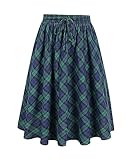 【Fashion Designl】 plus size midi plaid skirts for womens vintage flared pleated midi long skirts withe drawstring waist Below the knee length, mid calf vintage skirts with side pockets.keep warm in fall or witner season. 【Variation pattern】 plus size...