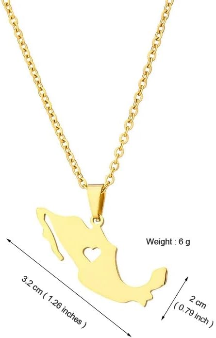 925 Sterling Silver Mexico Necklace, 14K Yellow Gold Mexico Map Pendant Necklaces For Men Women Heart Charm Heart Country Maps Jewelry Gifts, Mexican Flag Cable Chain Bracelet - Image 7