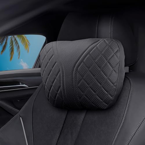 Erivis Car Headrest Neck Pillow for BMW X3 X5 Accessories X1 X2 X4 X6 X7 1 2 3 4 5 6 7 Series Car Soft PU Seat Pillow Head Neck RestCushion (Black-Neck Pillow*1)